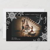 Elegant Joy Snowflakes Pset Merry-kerstfoto Feestdagenkaart (Voorkant)