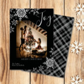 Elegant Joy Snowflakes Pset Merry-kerstfoto Feestdagenkaart