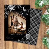 Elegant Joy Snowflakes Pset Merry-kerstfoto Feestdagenkaart