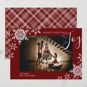 Elegant Joy Snowflakes Pset Merry-kerstfoto Feestdagenkaart
