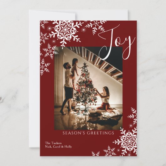 Elegant Joy Snowflakes Pset Season's Greetings Ho Feestdagenkaart (Voorkant)