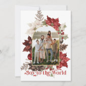 Elegant Joy to the World Photo Christmas Card Feestdagenkaart (Voorkant)