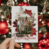 Elegant Joy to the World Photo Christmas Card Feestdagenkaart