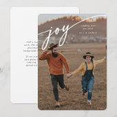 Elegant 'Joy' White script, nieuw jaar platte foto Feestdagenkaart (Voorkant / Achterkant)