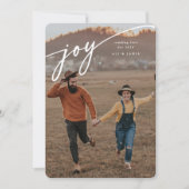 Elegant 'Joy' White script, nieuw jaar platte foto Feestdagenkaart (Voorkant)