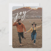 Elegant 'Joy' White Typographic Script Feestdagenkaart (Voorkant)