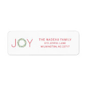 Elegant Joy Wreats-adres voor kerstmis Etiket (Voorkant)