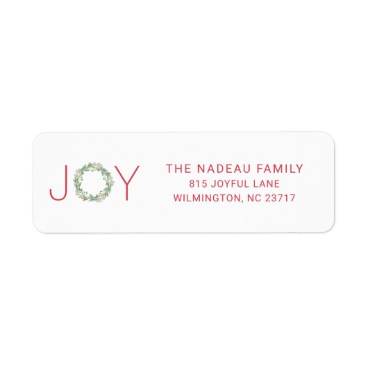 Elegant Joy Wreats-adres voor kerstmis Etiket (Voorkant)