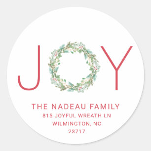 Elegant Joy Wreats-adres voor kerstmis Ronde Sticker