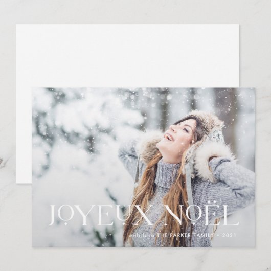 Elegant Joyeux Noel | Een kerstfoto Feestdagenkaart (Voorkant / Achterkant)