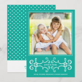 Elegant Joyeux Noel Holiday Fotokaart / Aqua Feestdagenkaart (Voorkant / Achterkant)