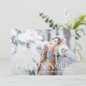 Elegant Joyeux Noel | Kerstkaart met één foto (Staand voorkant)
