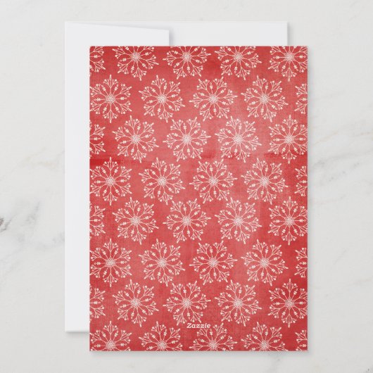 Elegant Joyeux Noel Rustic Snowflakes Foto Rood Feestdagenkaart (Achterkant)