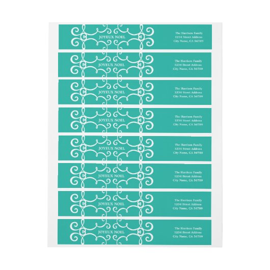 Elegant Joyeux Noel Wraparound Label/Aqua (Vel)