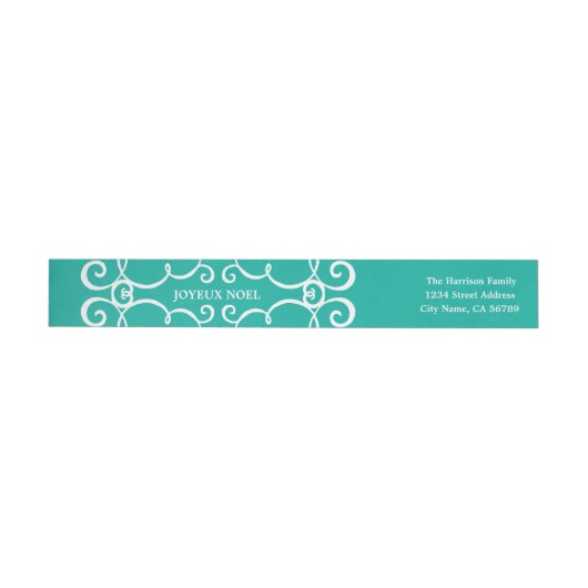 Elegant Joyeux Noel Wraparound Label/Aqua (Individueel)