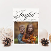 Elegant Joyful Calligraphy Photo White Feestdagenkaart