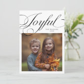 Elegant Joyful Calligraphy Photo White  Feestdagenkaart (Staand voorkant)