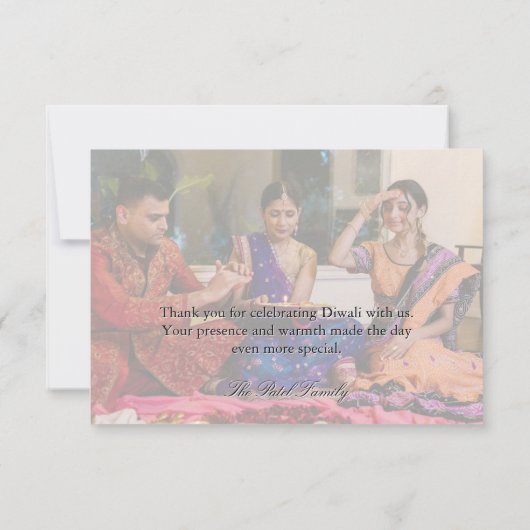 Elegant Joyful Family Photo Diwali Thank You Bedankkaart (Achterkant)