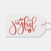 Elegant Joyful Festive Red Script Holiday Cadeaulabel (Voorkant (Horizontaal))