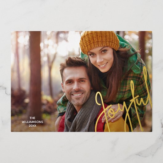 Elegant Joyful Gold Foil Folie Feestdagenkaart (Voorkant)