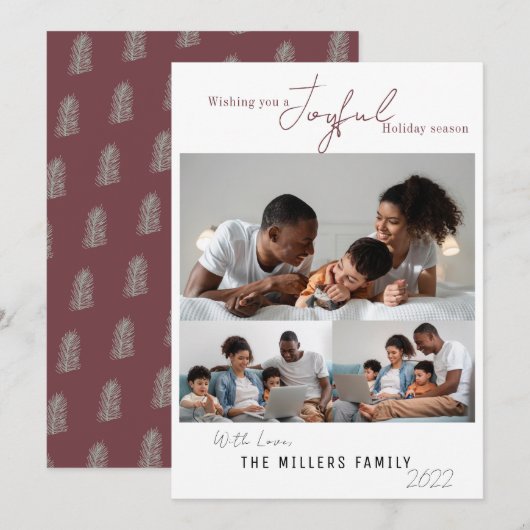 Elegant Joyful Holiday Seasons 3 Foto Feestdagenkaart (Voorkant / Achterkant)