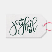 Elegant Joyful Hunter Green Script Holiday Cadeaulabel (Voorkant (Horizontaal))