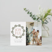 Elegant Joyful Kerstmis Wreatfoto Script Folie Feestdagen Briefkaart (Staand Voorkant)