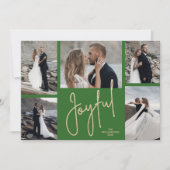 Elegant JOYFUL Multi-Photo Green Kerstmis Feestdagenkaart (Voorkant)