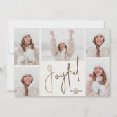 Elegant JOYFUL Multi-Photo Kerstmis Feestdagenkaart (Voorkant)