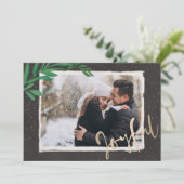 Elegant Joyful op Black Kerstfoto Feestdagenkaart (Staand voorkant)