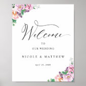 Elegant Joyful Pastel Floral Wedal Welcome Sign Poster (Voorkant)