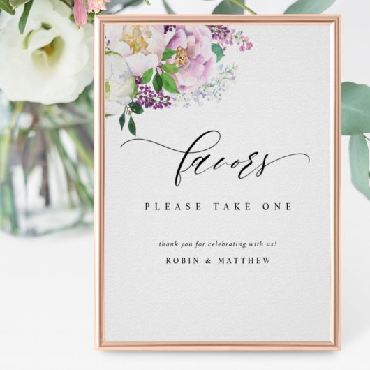 Elegant Joyful Pastel Floral Wedding Favor Sign Poster