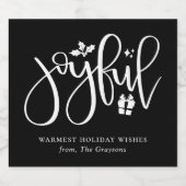 Elegant Joyful Script Black Holiday Sparkling Wijnetiket (Enkel label)