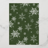 Elegant Joyful Script Family Photo Snowflakes Folie Feestdagenkaart (Achterkant)