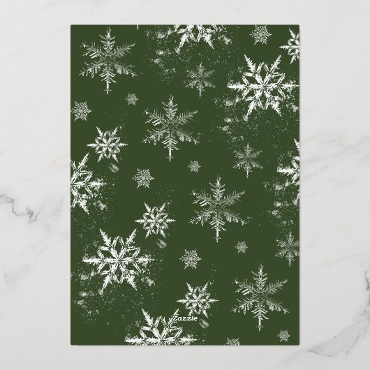 Elegant Joyful Script Family Photo Snowflakes Folie Feestdagenkaart (Achterkant)