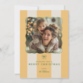 Elegant Joyful Stripe Happy Family Photo Christmas Feestdagenkaart (Voorkant)