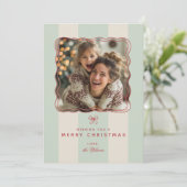 Elegant Joyful Stripe Happy Family Photo Christmas Feestdagenkaart (Staand voorkant)