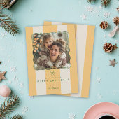 Elegant Joyful Stripe Happy Family Photo Christmas Feestdagenkaart