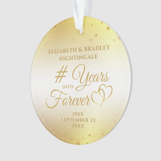 Elegant Jubileum Gold YEARS IN FOREVÉ Foto Ornament (voorkant)