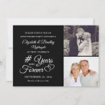 Elegant Jubileum Hart YEARS IN FOREVOR Foto Kaart<br><div class="desc">Viel om het even welke trouwdag met deze elegante zwarte en witte fotouitnodiging met een kalligrafiescript typografie ontwerp # JAREN in FOREVER voor hun gehuwde jaren geaccentueerd met het verbinden van verbonden harten en 2 foto's (misschien toen en nu foto's voor een gedenkwaardige keepaard). De titel is editable om voor...</div>