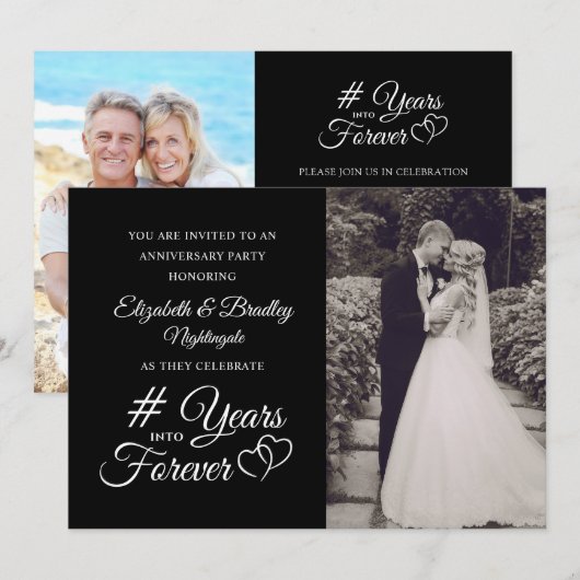 Elegant Jubileum Hart YEARS IN FOREVOR Foto Kaart (Voorkant / Achterkant)