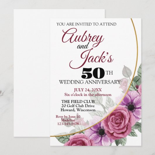 Elegant Jubileum Invitation Kaart (Voorkant / Achterkant)