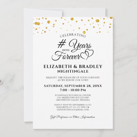Elegant Jubileum JAREN IN FOREVER Vow Renewal Kaart (Achterkant)