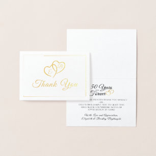 Elegant Jubileum Monogramed Hearts Hartelijk dank Folie Kaarten