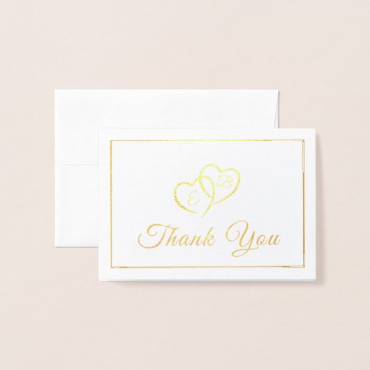Elegant Jubileum Monogramed Hearts Hartelijk dank Folie Kaarten (Voorkant met envelop)