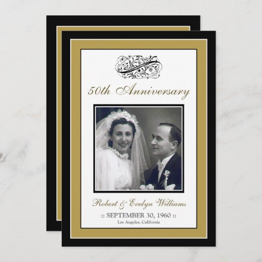 Elegant Jubileum Party - Aangepaste uitnodiging (Voorkant / Achterkant)