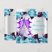 Elegant Jubileum Party Blauwgroen Blue Paars 2 Kaart (Voorkant / Achterkant)