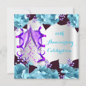 Elegant Jubileum Party Blauwgroen Blue Paars 2 Kaart (Voorkant)