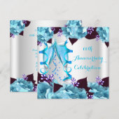 Elegant Jubileum Party Blauwgroen Blue Paars Kaart (Voorkant / Achterkant)