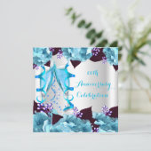 Elegant Jubileum Party Blauwgroen Blue Paars Kaart (Staand voorkant)